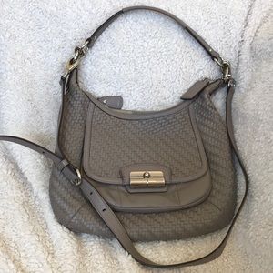Coach genuine leather taupe cross body purse